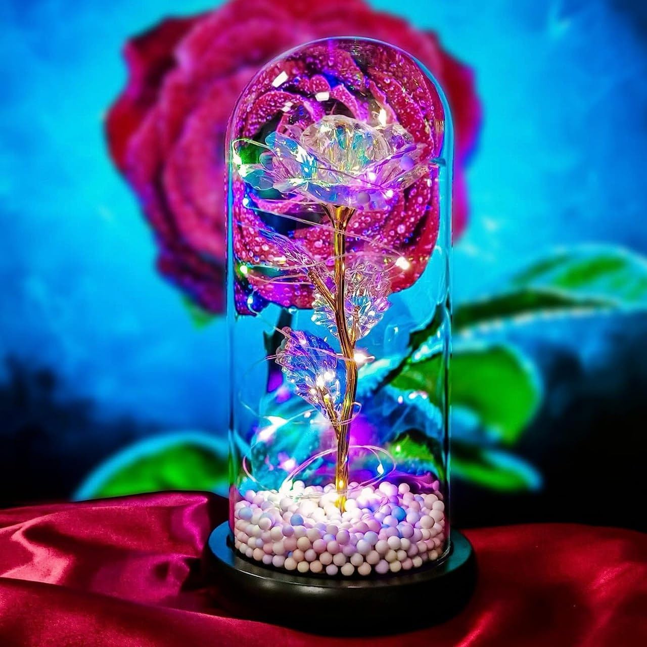 Artificial Colorful Flower Rose Gift Led Light
