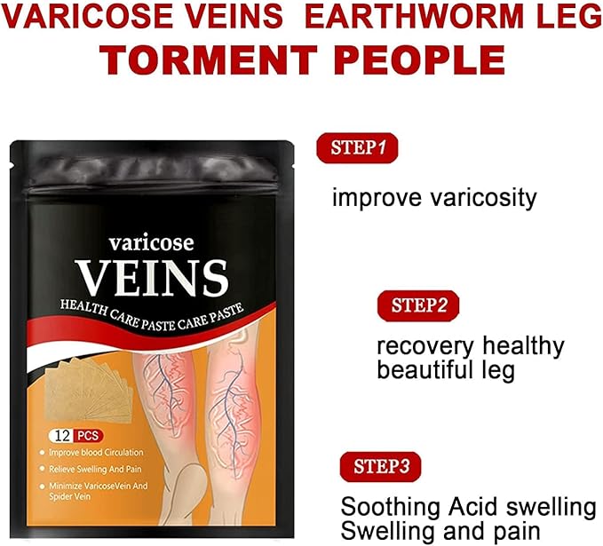 Varicose Veins Relief Patch – Improve Blood Circulation, Reduce Swelling & Pain | Natural Leg Care Solution