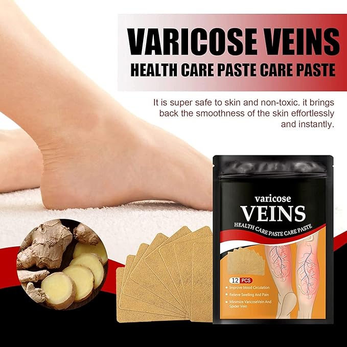 Varicose Veins Relief Patch – Improve Blood Circulation, Reduce Swelling & Pain | Natural Leg Care Solution