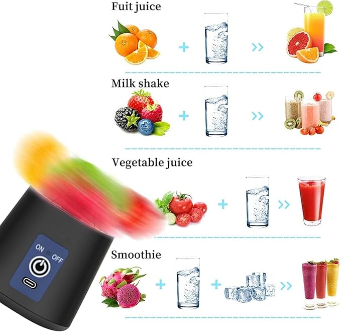 6 Blade Portable Smoothie Maker | USB Rechargeable Electric Juicer (380ml)