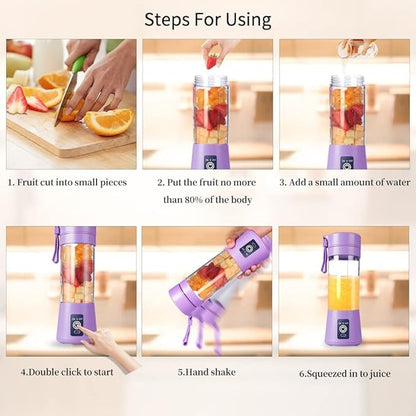 6 Blade Portable Smoothie Maker | USB Rechargeable Electric Juicer (380ml)