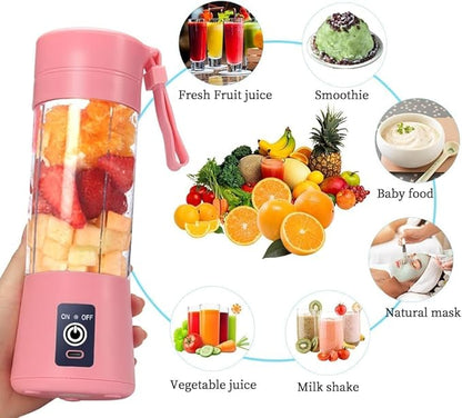 6 Blade Portable Smoothie Maker | USB Rechargeable Electric Juicer (380ml)