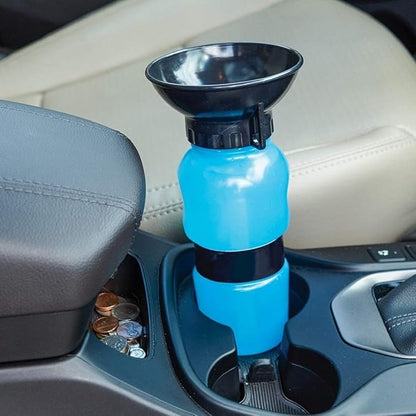 Portable Pet Water Bottle with Built-in Drinking Bowl | One-Hand Squeeze Travel Water Dispenser for Dogs & Cats