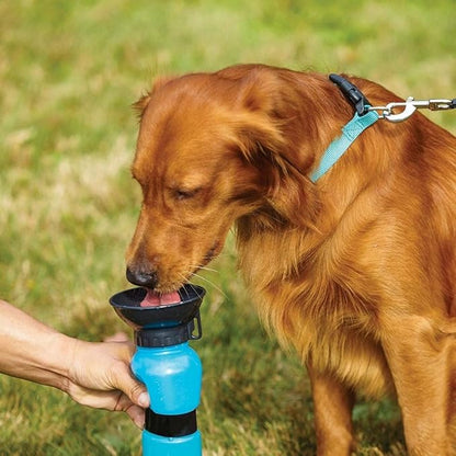 Portable Pet Water Bottle with Built-in Drinking Bowl | One-Hand Squeeze Travel Water Dispenser for Dogs & Cats