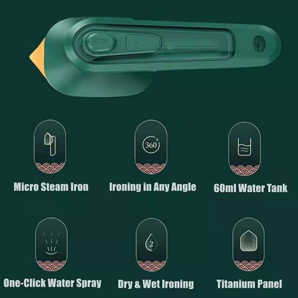 Portable Micro Steam Iron | 2-in-1 Dry & Wet Iron | 60ml Water Tank | Travel-Friendly Garment Steamer