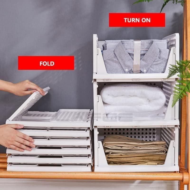 Multipurpose Foldable Stackable Wardrobe Cupboard Organizer for Clothes (Set of 3)