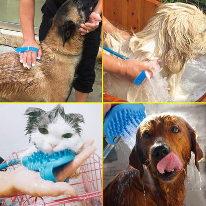 Pet BathingPet Bathing Tool with Sprayer & Soft Silicone Brush | Dog & Cat Shower Grooming Glove  Tool - Cleaning Washing Massager Scrubber Brush for Dog