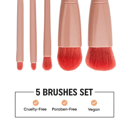 5 in 1 Professional Small Mini Mirror Makeup Brush Kit