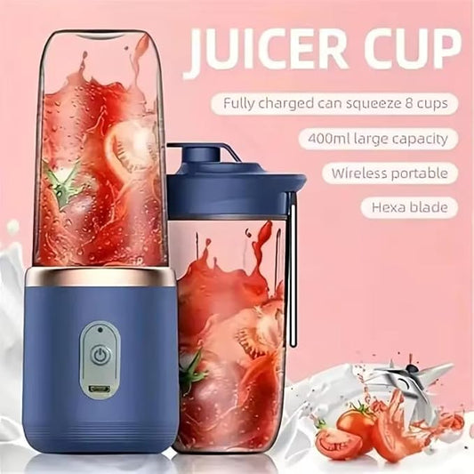 Portable Blender 500ml | USB Rechargeable Juicer Cup | 6-Blade Smoothie Maker | Mini Mixer Grinder for Travel, Gym & Kitchen | Self-Cleaning | 1500mAh Battery