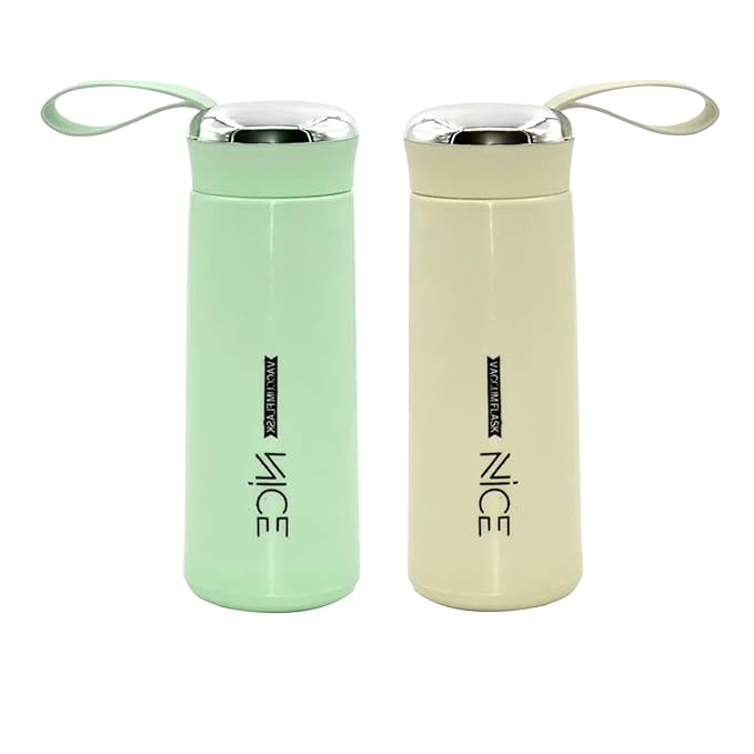 Nice 400ml Glass &amp; Plastic Dual-Layer Water Bottle (Pack of 2) – Leakproof &amp; BPA-Free