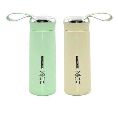 Nice 400ml Glass &amp; Plastic Dual-Layer Water Bottle (Pack of 2) – Leakproof &amp; BPA-Free