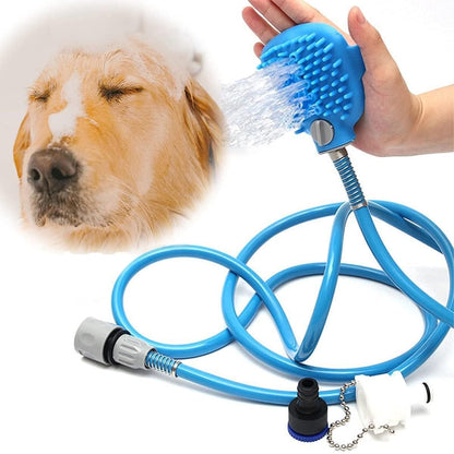 Pet BathingPet Bathing Tool with Sprayer & Soft Silicone Brush | Dog & Cat Shower Grooming Glove  Tool - Cleaning Washing Massager Scrubber Brush for Dog