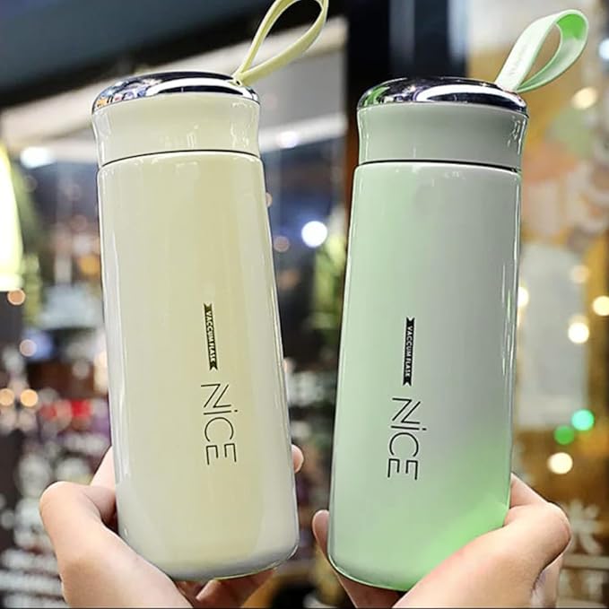 Nice 400ml Glass &amp; Plastic Dual-Layer Water Bottle (Pack of 2) – Leakproof &amp; BPA-Free