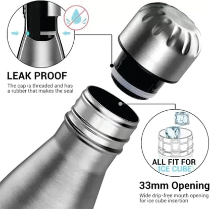 Stainless Steel Vacuum Insulated Flask - Leakproof Hot & Cold Water Bottle (500ml, 750ml, 1000ml)