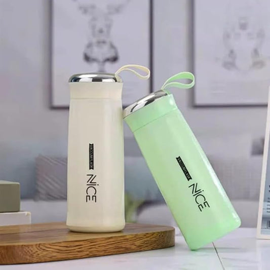 Nice 400ml Glass &amp; Plastic Dual-Layer Water Bottle (Pack of 2) – Leakproof &amp; BPA-Free