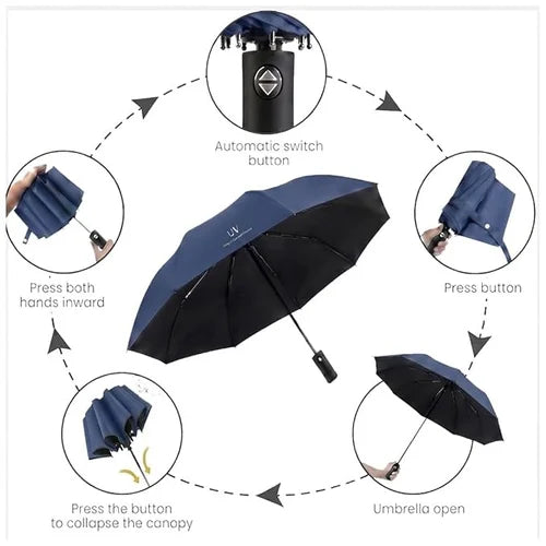 UV Protection Auto Open & Close Compact Travel Umbrella | Windproof & Waterproof