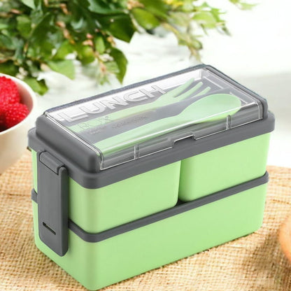 3 Containers Plastic Lunch Box (3 CONTAINERS, 1 Spoon, 1 Fork)