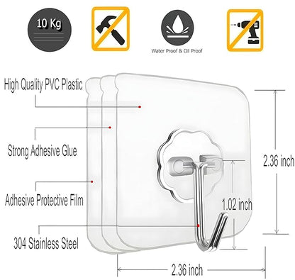 Self Adhesive Wall Hooks (Pack of 10)