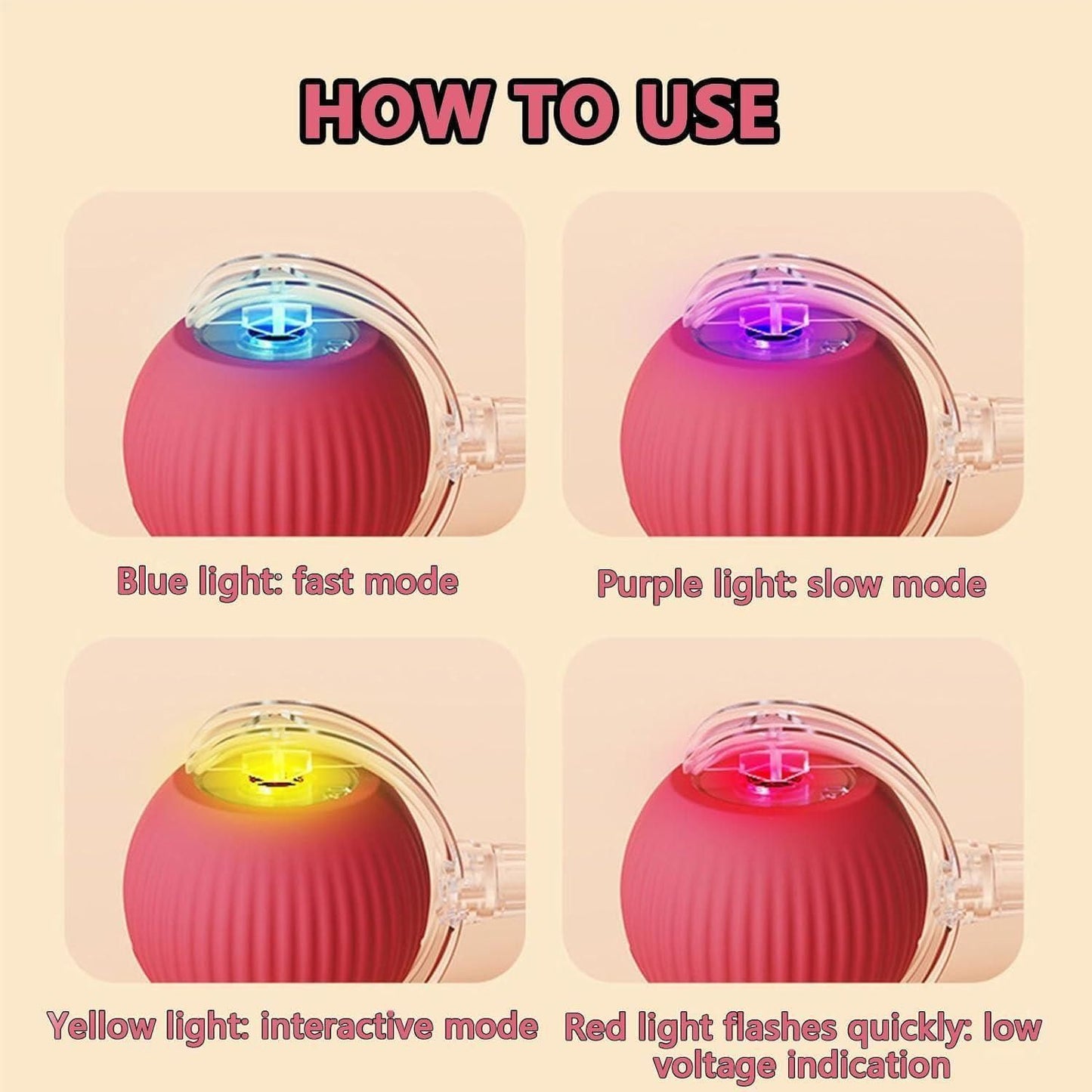 Smart Interactive Cat Ball Toy with LED Modes for Indoor Cats