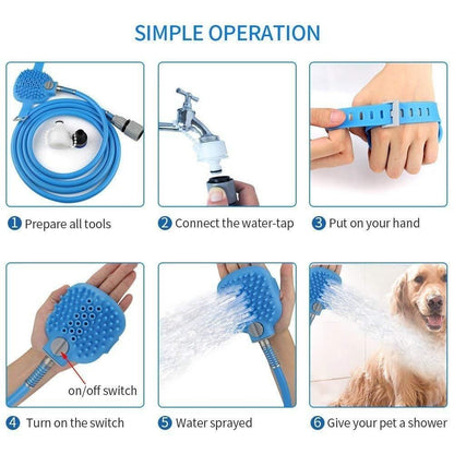 Pet BathingPet Bathing Tool with Sprayer & Soft Silicone Brush | Dog & Cat Shower Grooming Glove  Tool - Cleaning Washing Massager Scrubber Brush for Dog