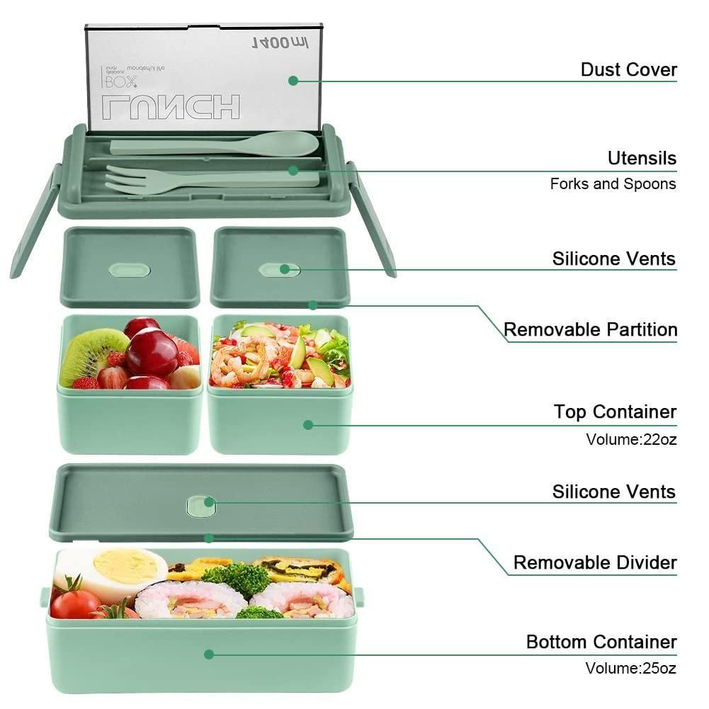 3 Containers Plastic Lunch Box (3 CONTAINERS, 1 Spoon, 1 Fork)