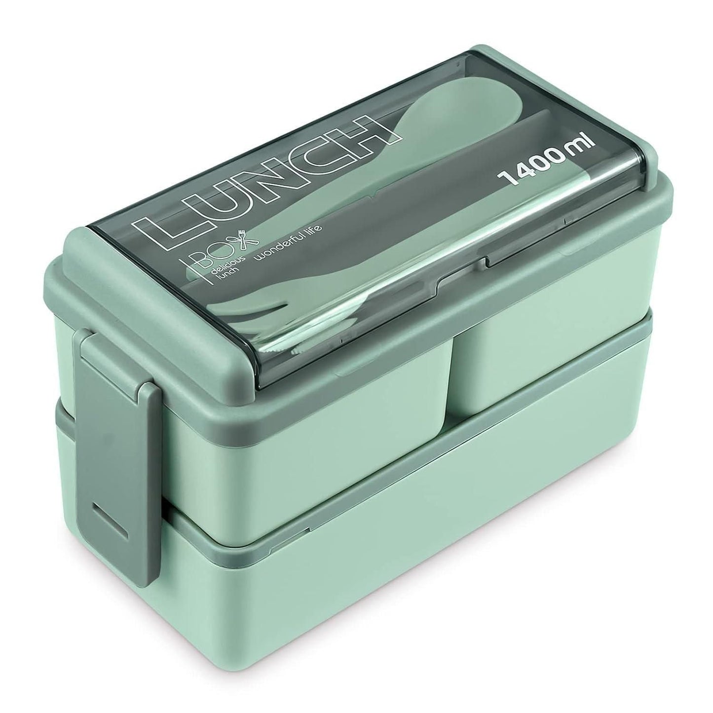 3 Containers Plastic Lunch Box (3 CONTAINERS, 1 Spoon, 1 Fork)