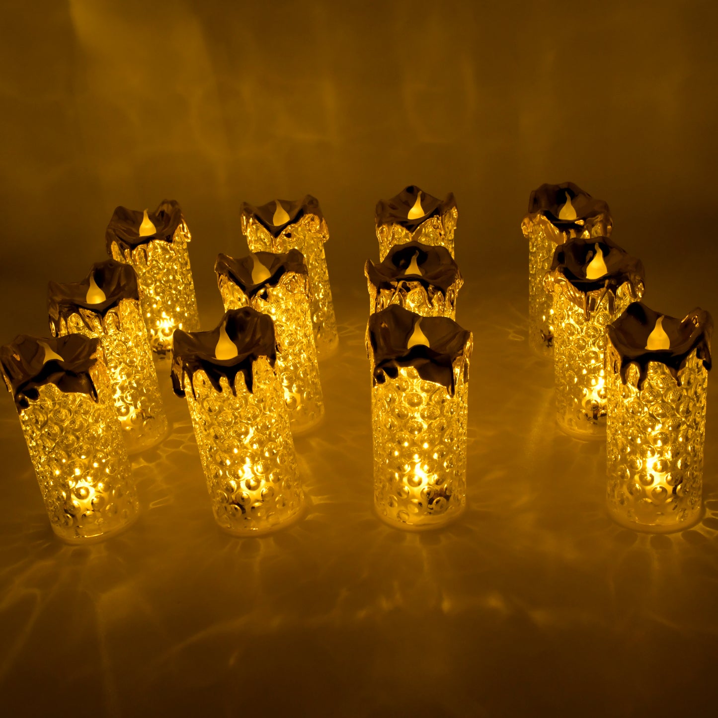 Gold Flameless Candles Led Tea Light Candle  (12 Pc)