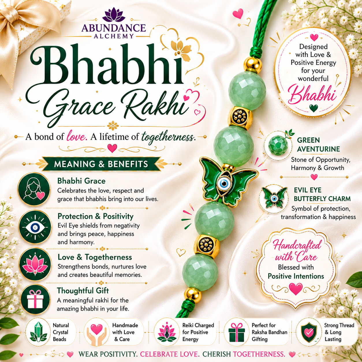 Premium Reiki Charged Crystal Rakhi Collection