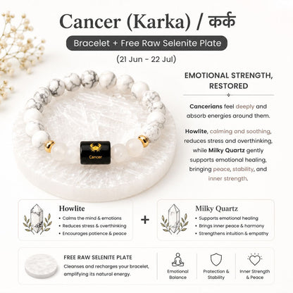 Zodiac Sign Crystal Bracelet with Healing Stones & Free Selenite Plate | Horoscope & Abundance Collection