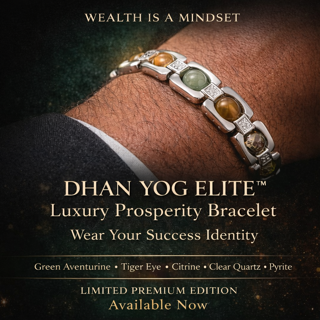 Dhan Yog Luxury Bracelet for Wealth, Success & Prosperity | Green Aventurine, Tiger Eye, Citrine, Pyrite & Quartz Bracelet for Men