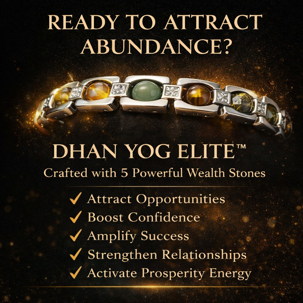 Dhan Yog Luxury Bracelet for Wealth, Success & Prosperity | Green Aventurine, Tiger Eye, Citrine, Pyrite & Quartz Bracelet for Men