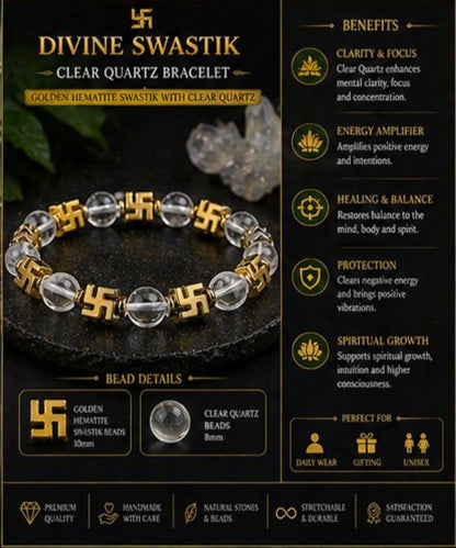 Divine Swastik Bracelet Collection - Tiger Eye & Obsidian, Green Jade, Amethyst, Malachite, and Lava Stone