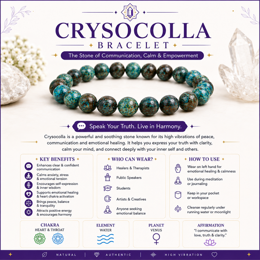 Natural Crysocolla Bracelet for Communication & Emotional Healing