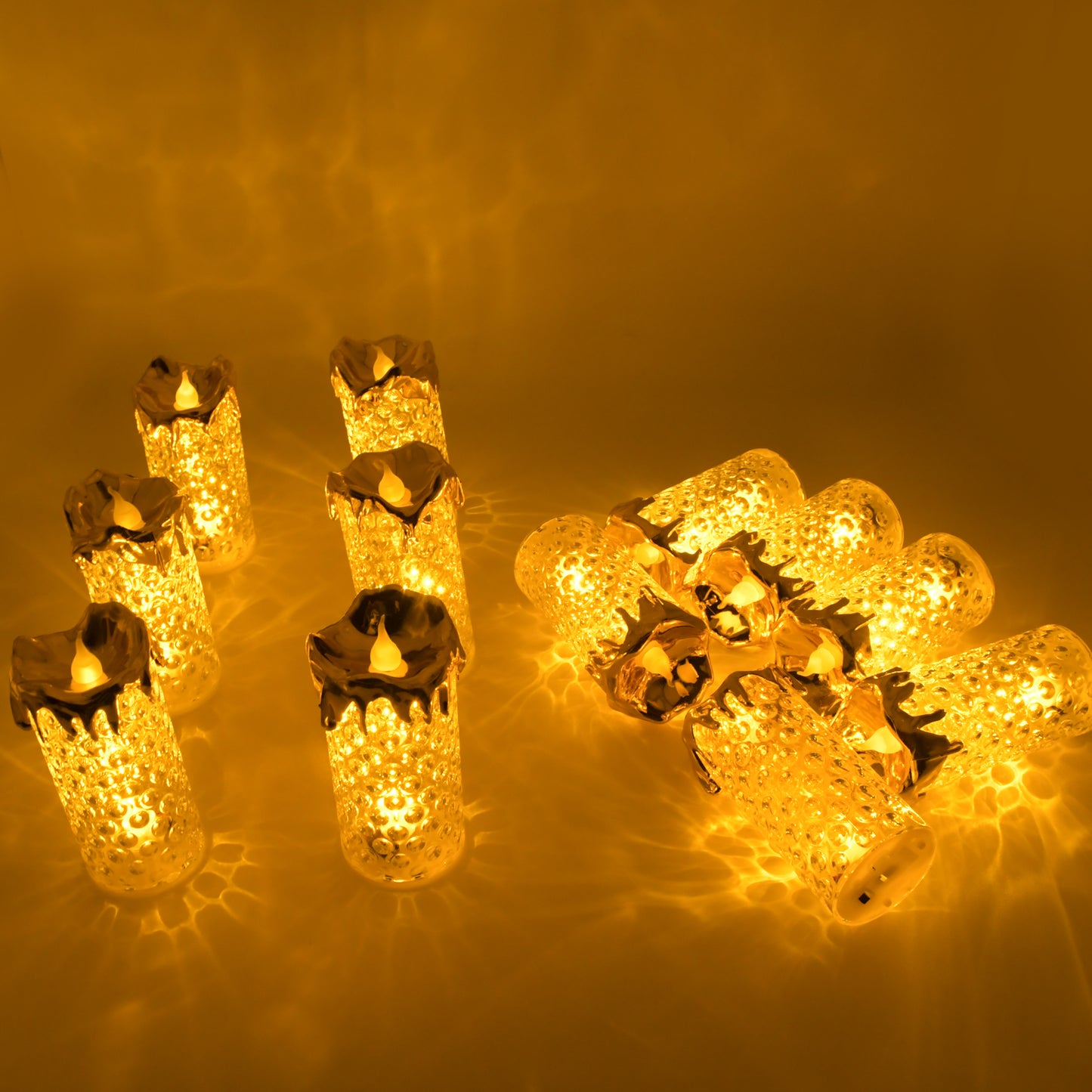 Gold Flameless Candles Led Tea Light Candle  (12 Pc)
