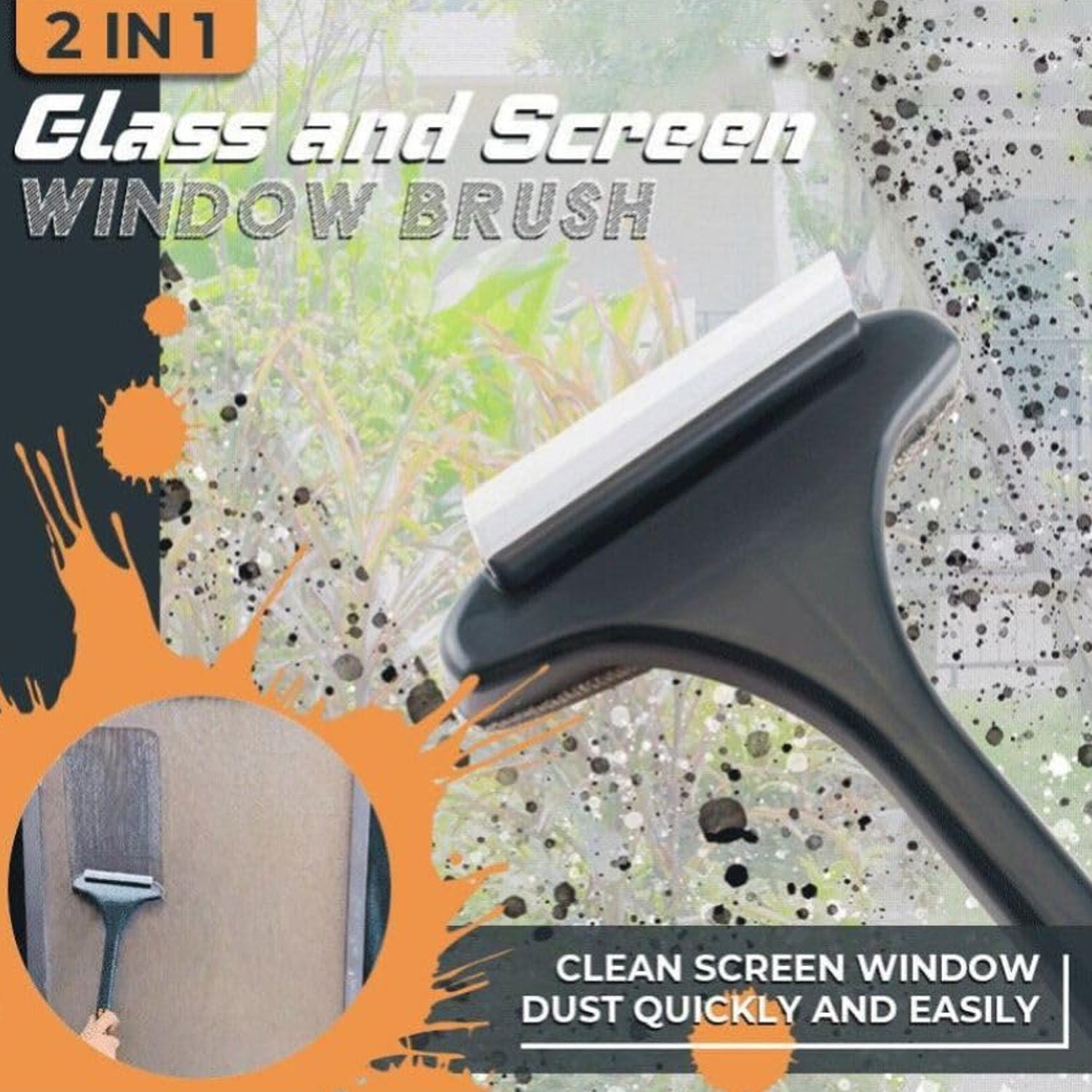 Brush 2 In 1 Mesh Cleaning Brush  Wiper With Extended Handle Window Cleaning Brush Net Cleanermagic Window Cleaner Brush Window Mesh Cleaner (1 Pc)