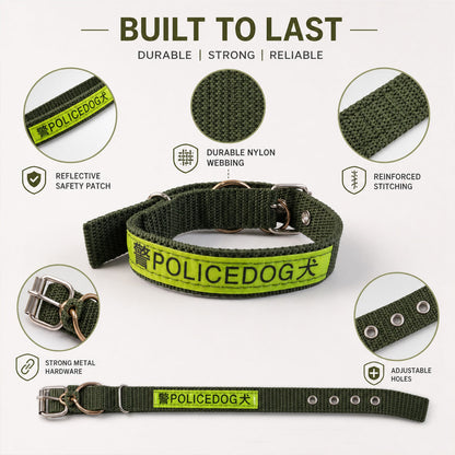Heavy Duty Nylon Dog Collar  Reflective  Adjustable For Active Dogs