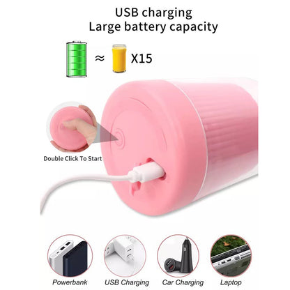 Portable USB Juicer Blender 300ml | Rechargeable Mini Smoothie Maker for Travel