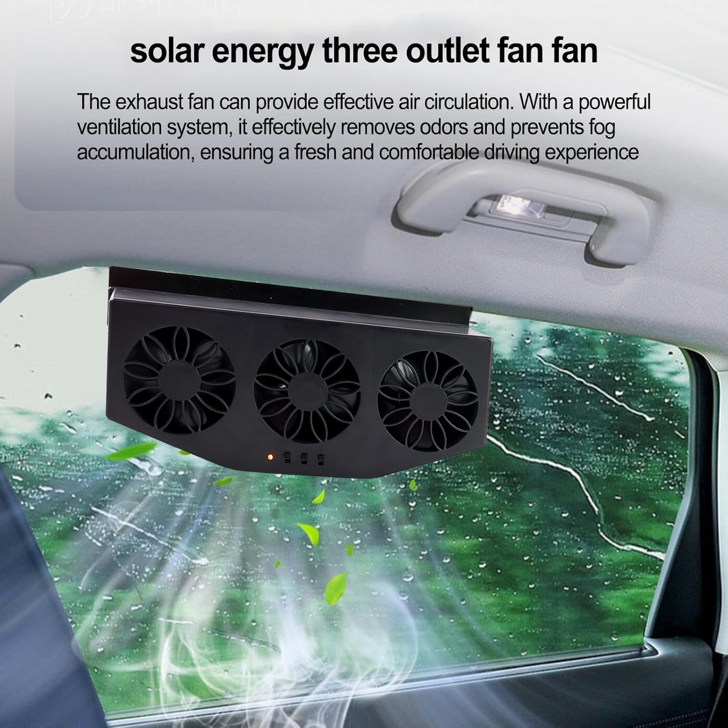 Triple Fan Solar Powered Car Exhaust System - Dual Power Cooling Fan