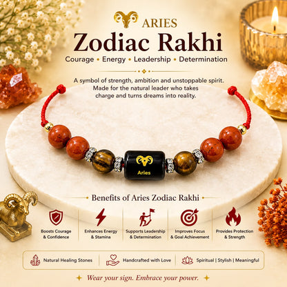 Zodiac Crystal Rakhi | Natural Healing Stone Rakhi