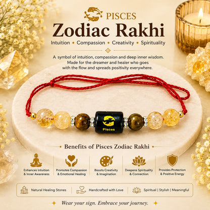 Zodiac Crystal Rakhi | Natural Healing Stone Rakhi