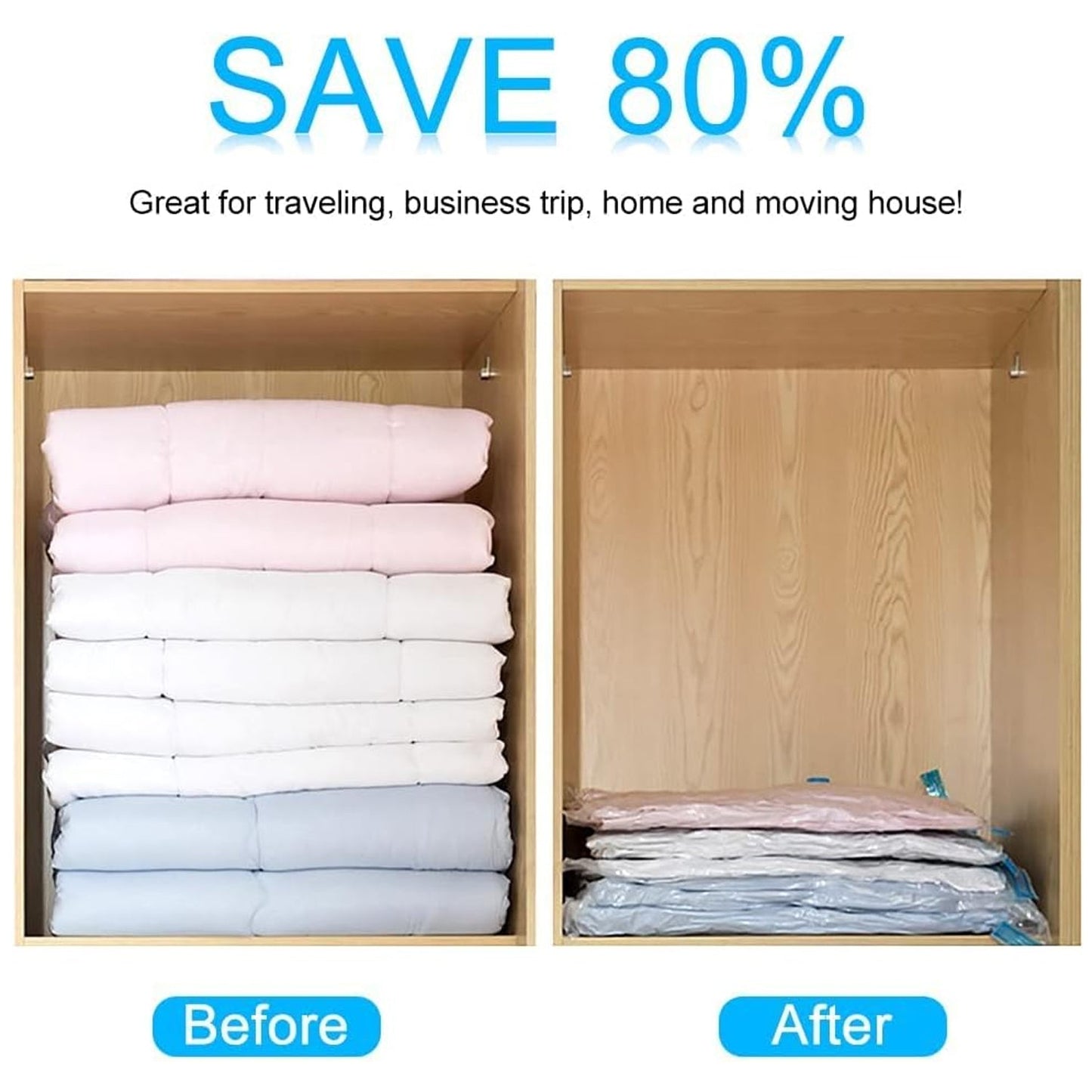 Vacuum Storage Bags With Suction Pump  (5 Pcs Set)