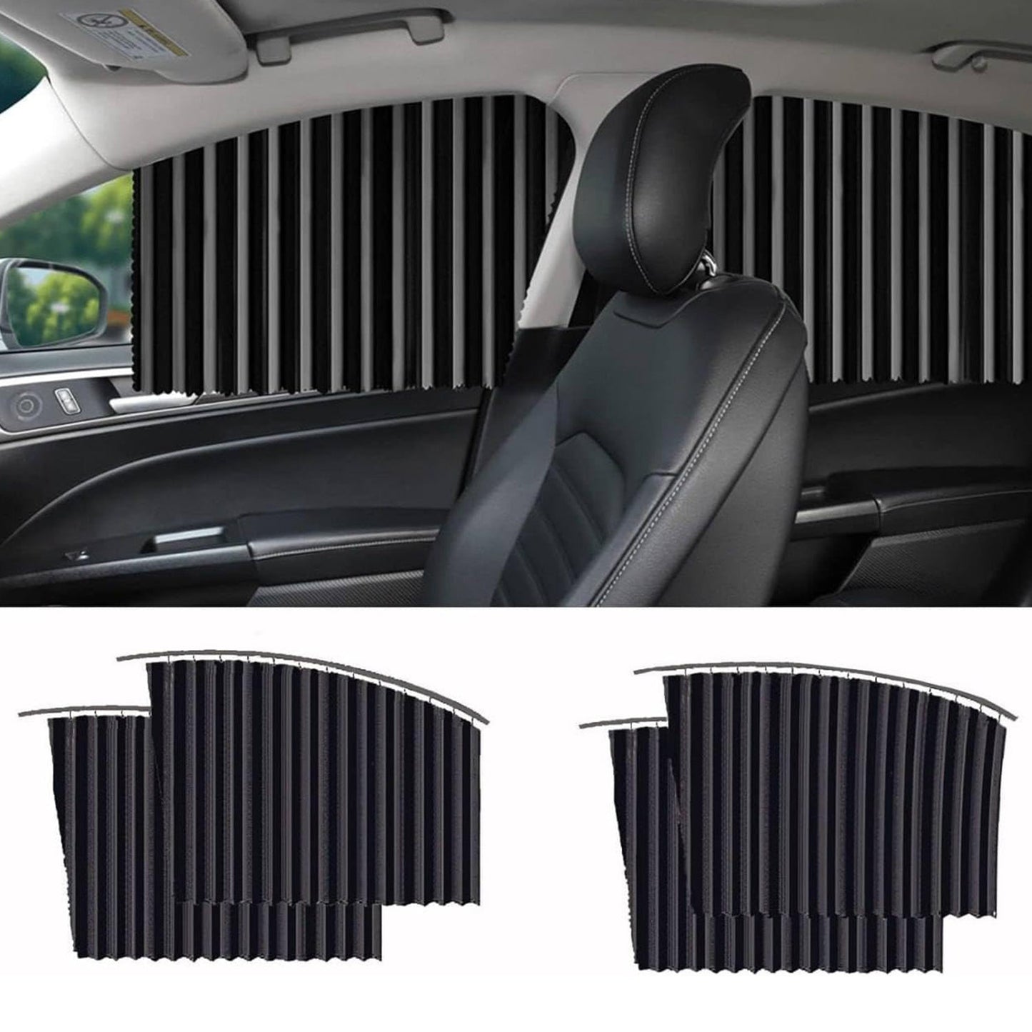 Premium Car Window Sunshade Curtains (4-Piece Set) | Heat Protection & Privacy UV Shield