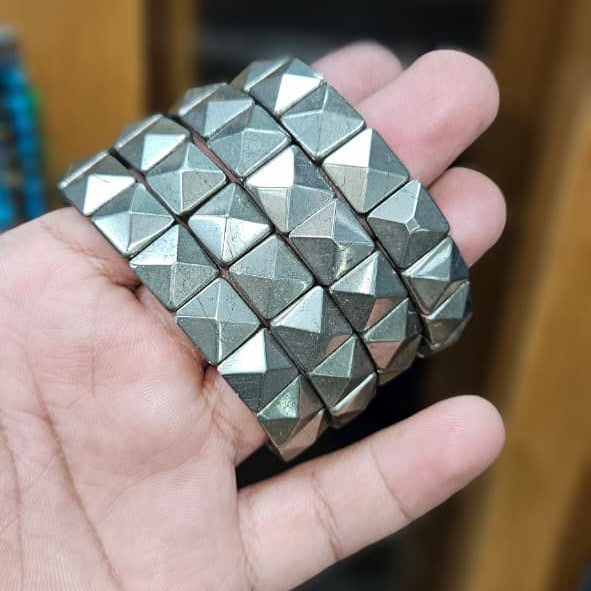 Pyrite Pyramid Bracelet (Energized) - Powerhouse of Abundance & Prosperity