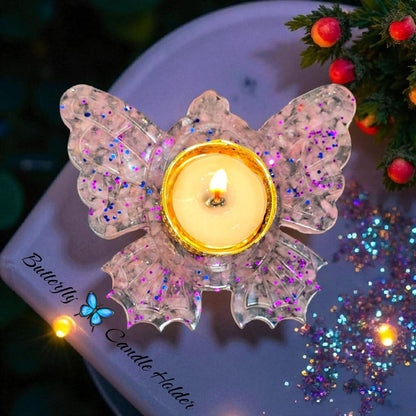 Rose Quartz Candle Holder – Butterfly Design | Love, Healing & Positive Energy Décor | Crystal Tealight Holder for Home & Meditation