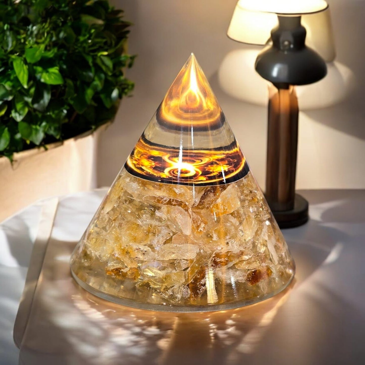 Citrine Success Pyramid with Infinity Symbol ♾️ | Attract Wealth, Abundance & Career Growth | Energy Healing Crystal Pyramid