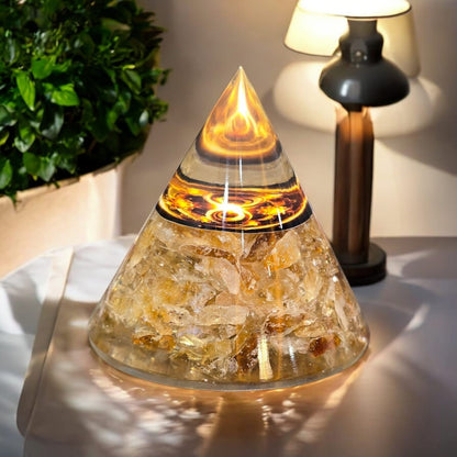 Citrine Success Pyramid with Infinity Symbol ♾️ | Attract Wealth, Abundance & Career Growth | Energy Healing Crystal Pyramid