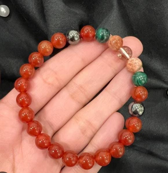 Back Pain Relief Bracelet with Carnelian, Aventurine & Hematite | Natural Crystal Healing Bracelet for Spine Support, Muscle Relaxation & Energy Balance