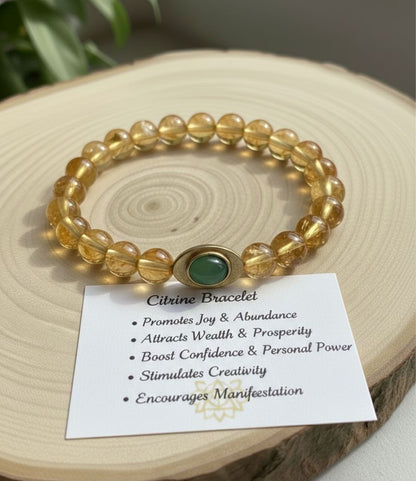 Premium Natural Crystal Bracelet with Ingot Charm for Wealth, Protection & Positive Energy | Tiger Eye, Citrine, Amethyst, Aventurine & More