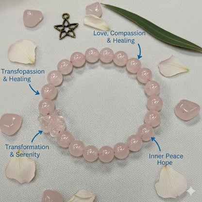 Healing Crystal Bracelet Combo – Rose Quartz, Clear Quartz & Amethyst | Love, Clarity & Protection Energy Bracelet