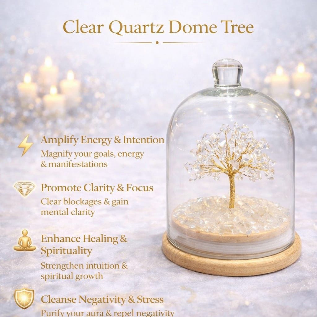 Crystal Dome Tree – 6 Inch Luxury Energy Decor | Natural Healing Crystals | Wealth, Love & Positivity | Home & Office Gift